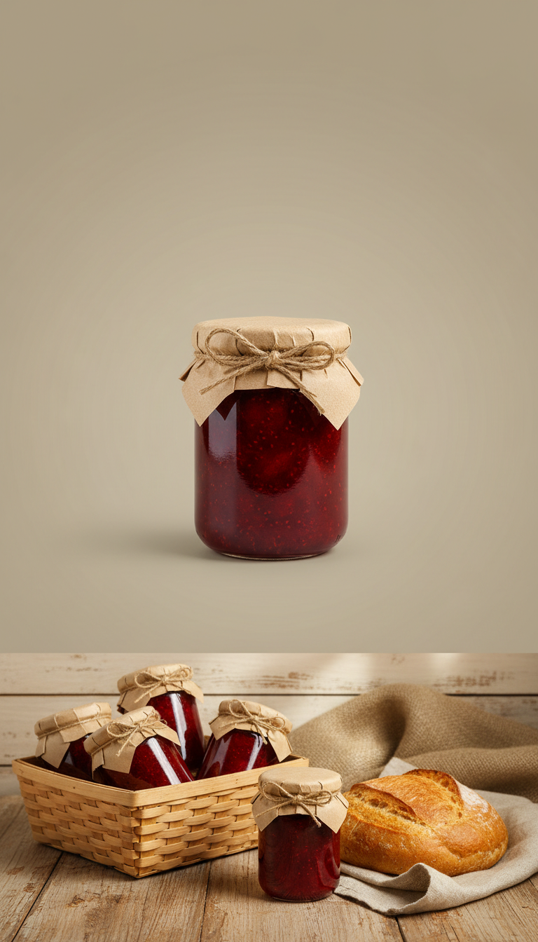 Strawberry Jam in Glass Jar