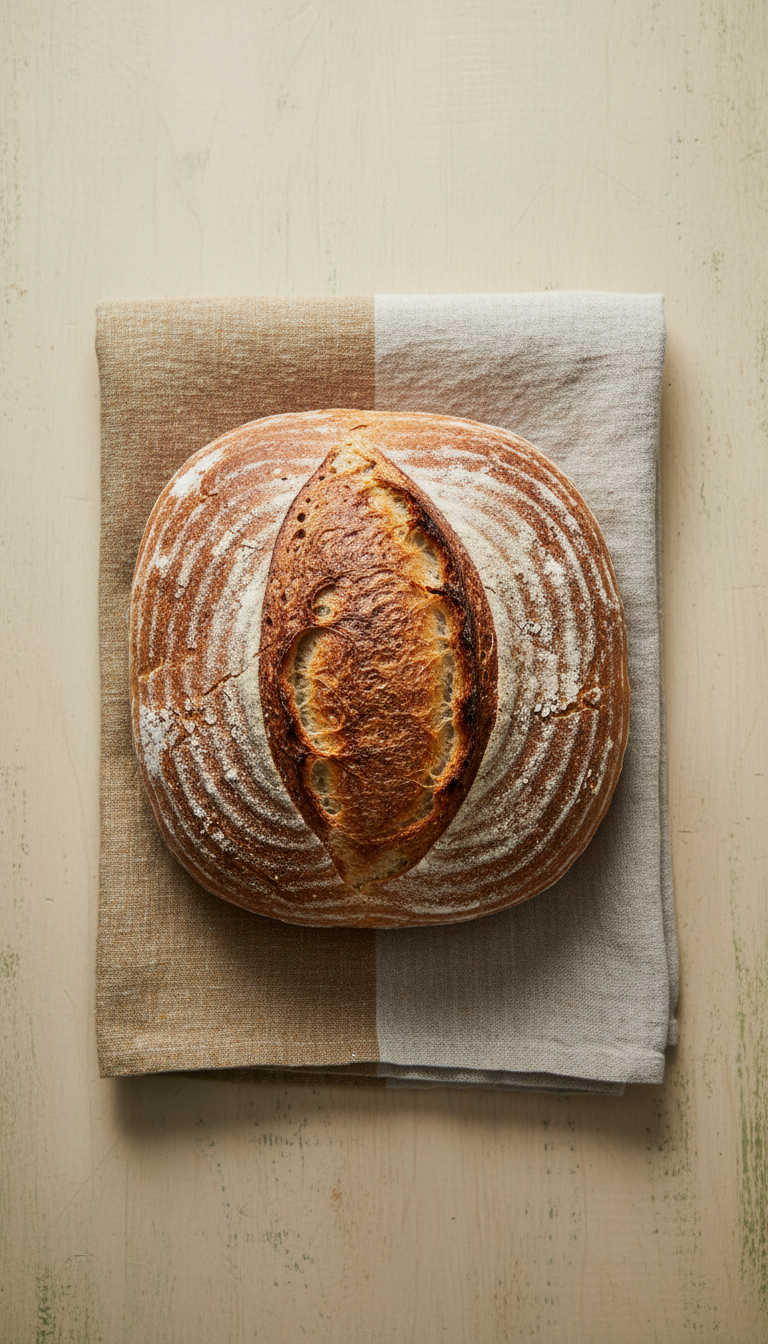 Rustic Sourdough Bread on Linen